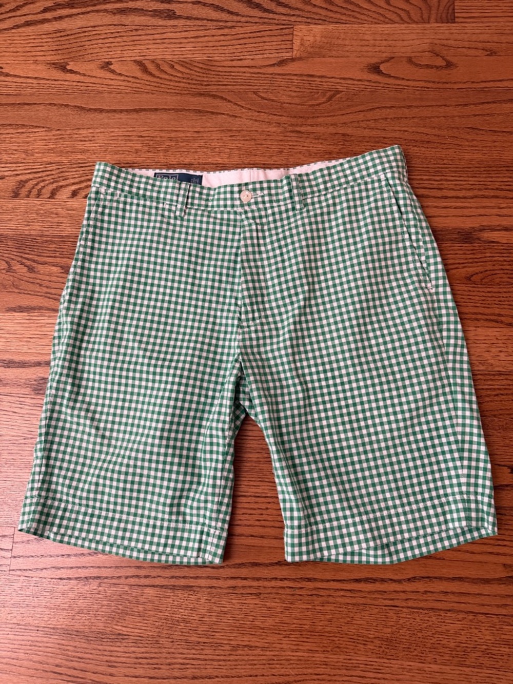 Polo by Ralph Lauren Green Gingham Flat-Front Shorts